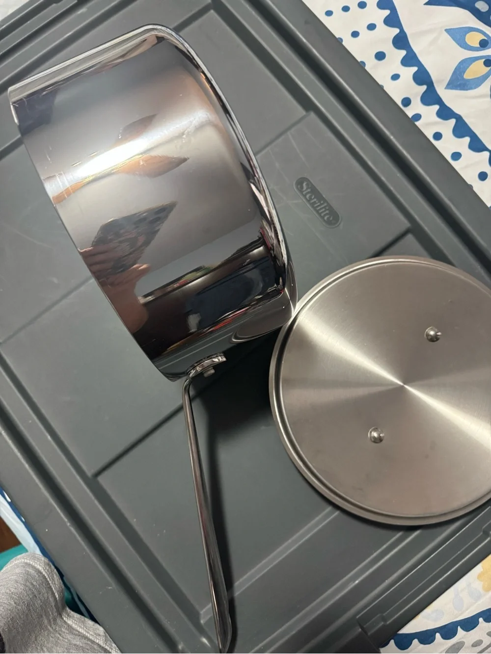 All clad Stainless Steel Covered Saucepan - Silver
